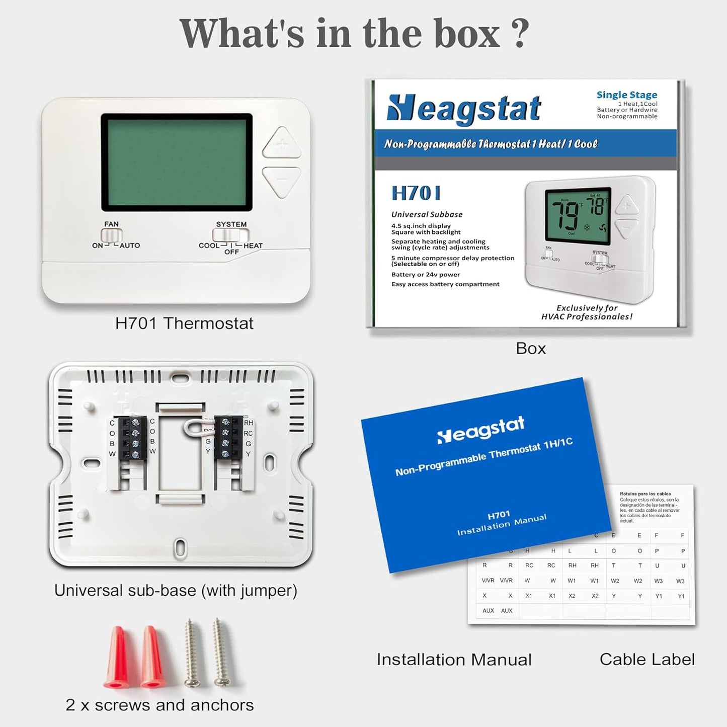 Heagstat H701 Non-Programmable Thermostat