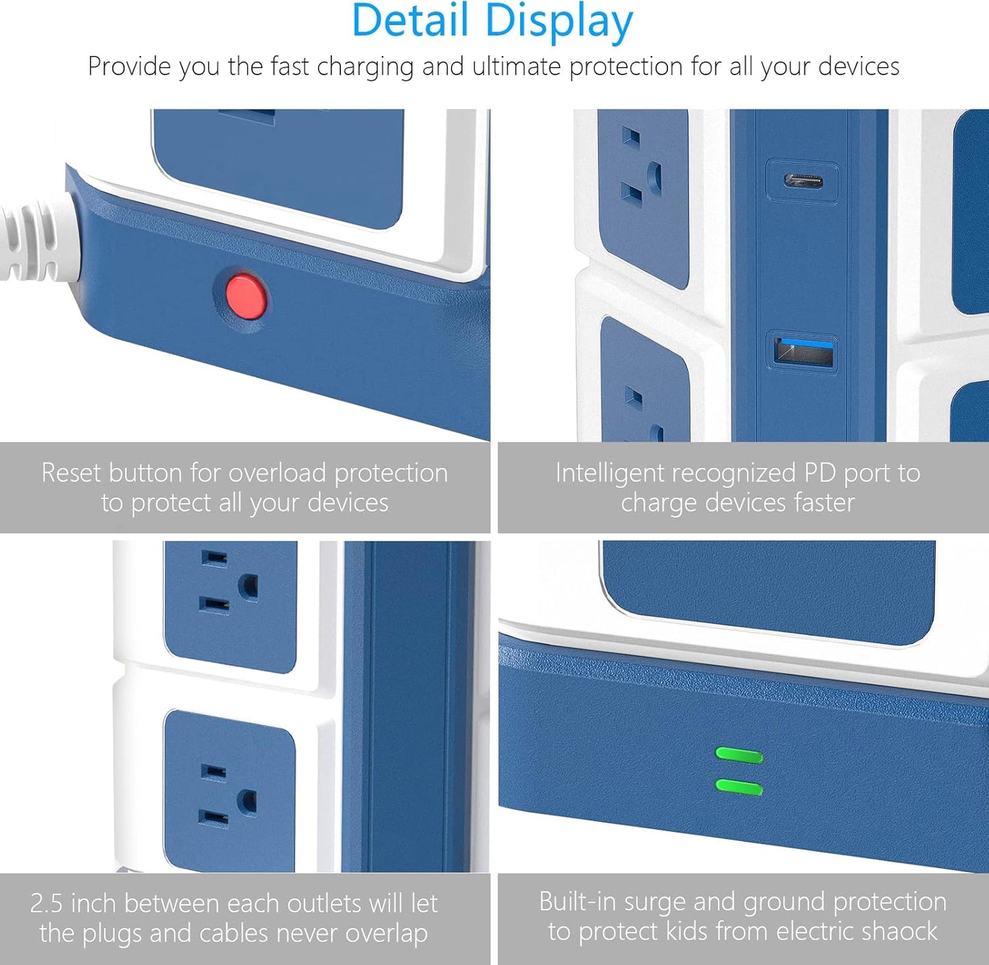 BESTEK 8-Outlet Surge Protector