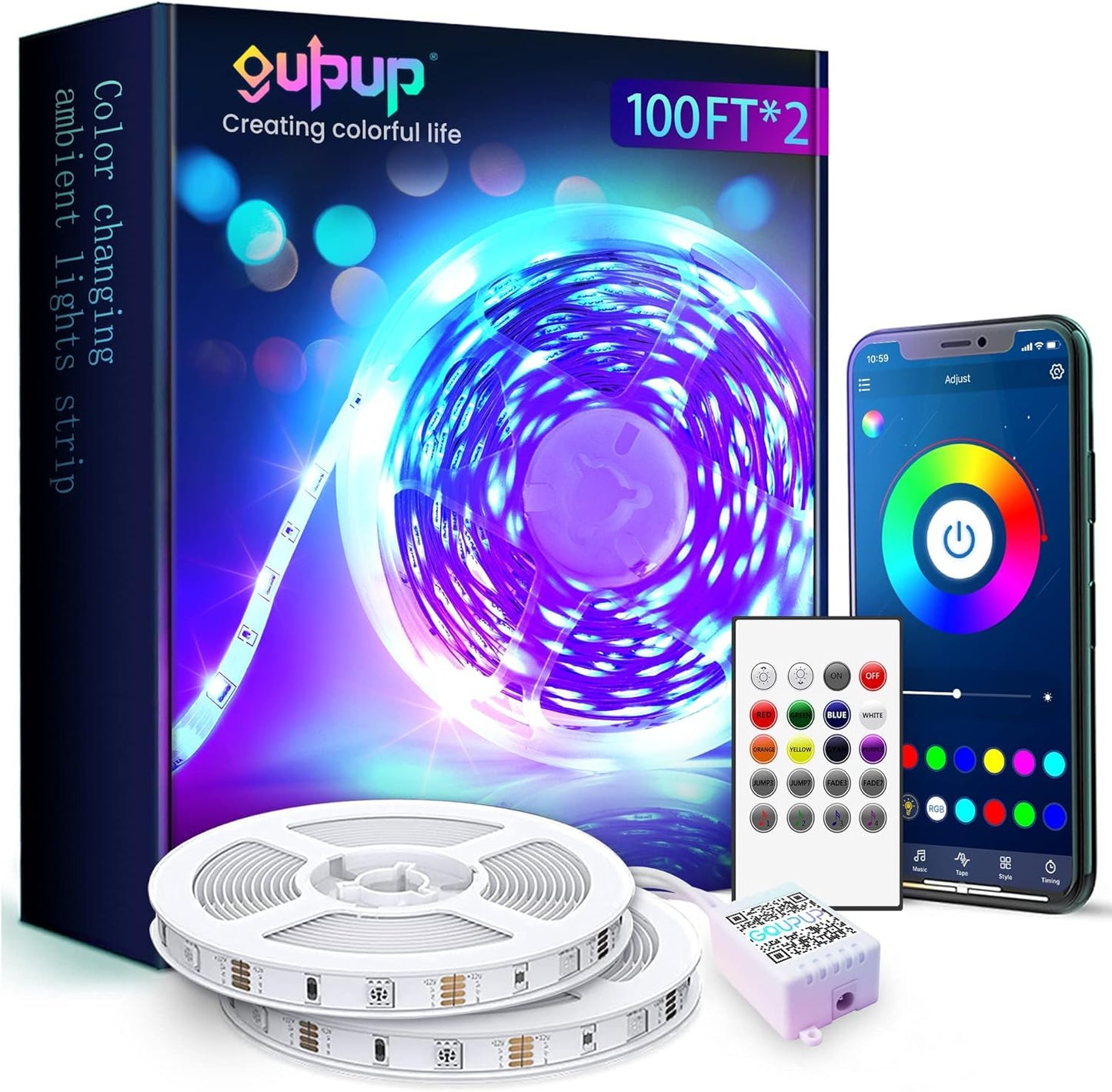 GUPUP 50 FT LED Strip Lights,Bluetooth LED Lights