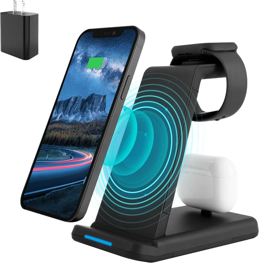 Amugpill 3 in 1 Fast Wireless Charger for Apple Watch, Airpods And iPhone