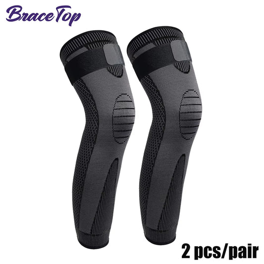 Anti-Slip Lengthen Knee Pad Long Leg Sleeve Bandage Compression Knee Brace Running Sports Warmth Elastic Knee Protector